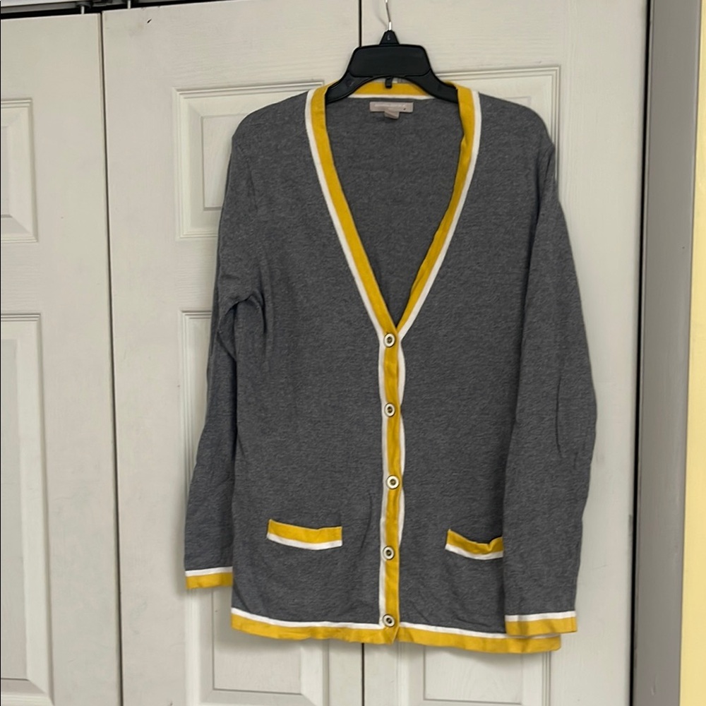 Gray and Yellow Women's Cardigan